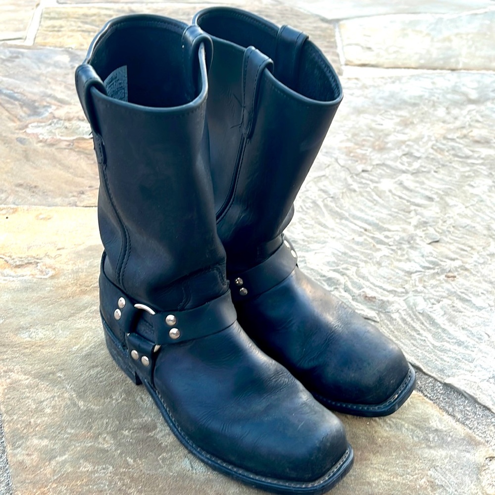 Men’s Leather HARNESS BOOTS size 11 black